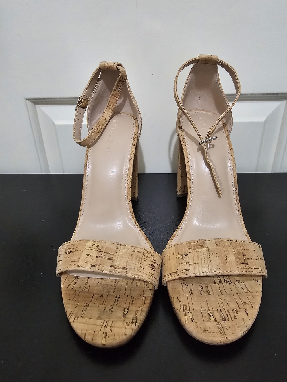 Women’s Cork Textured Ankle-Strap Heeled Sandals - Tan